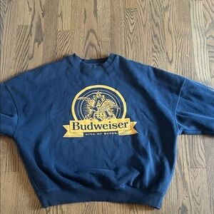 Pacsun Budweiser blue Graphic Crewneck Sweatshirt - Yellow Logo